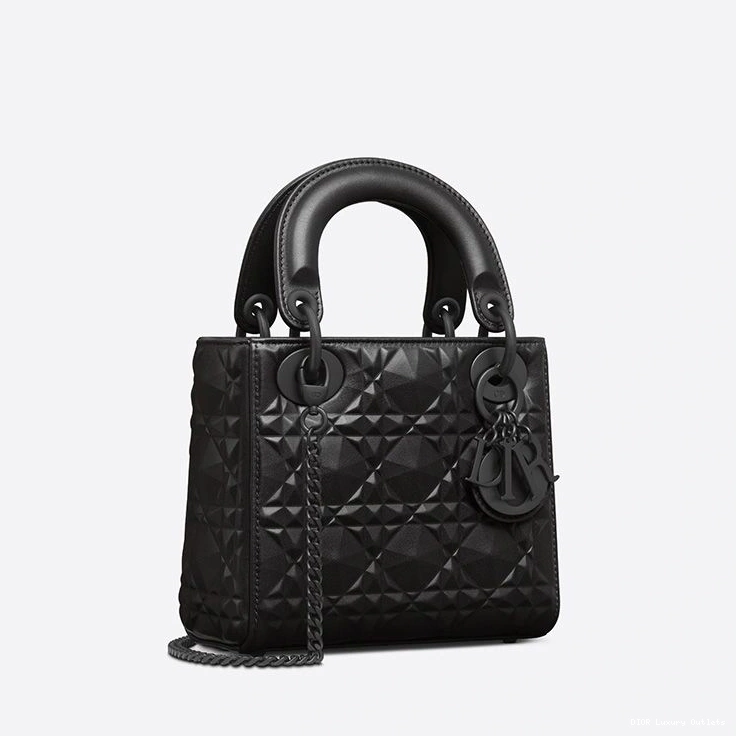 Cheap Black Cannage Dior Diamond Motif Mini Ultramatte Lady Bag with Calfskin 0731 Luxury
